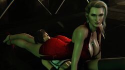 2girls 3d animated boobs boots bracer bracers crackedorb earrings female female_only final_fantasy final_fantasy_vii final_fantasy_vii_remake gloves necklace red_eyes ryona scarlet_(ffvii) sound square_enix suspenders tagme tank_top tifa_lockhart video white_shirt yuri