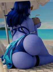 3d ass beach big_ass bikini coconut cote_d'azur_widowmaker geckoscave ocean overwatch parasol thong widowmaker