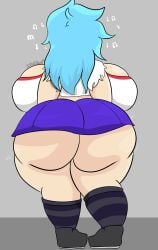 ass backboob big_ass big_breasts blue_hair clothed female female_only friday_night_funkin friday_night_funkin_mod fully_clothed huge_ass huge_breasts kyle5021 looking_away looking_away_from_viewer skirt_up sky_(friday_night_funkin) skyblue skyblue_(friday_night_funkin) solo solo_focus underass