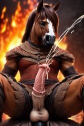 1anthro 1boy 1male 1man ai_generated animal_genitalia animal_penis anthro balls ballsack barbarian big_penis brown_fur clothed clothing cock costume cum cumshot dick equine equine_balls equine_genitalia equine_penis excessive_cum fire furry gay horse horse_cock horse_penis horseballs horsecock male male_focus male_only masturbation nuts nutsack orgasm penis scrotum solo testicles