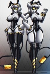 2023 2d 2d_(artwork) 2girls 5_fingers ass big_ass big_breasts big_thighs black_thighhighs black_thong breasts bunny_ears bunny_suit busty female female_focus female_only gynoid hi_res highres hips hourglass_figure j_(murder_drones) large_ass large_breasts large_thighs long_legs multiple_girls murder_drones robot robot_girl robot_joints skimpy slim_waist spike spiked_tail standing tagme tail thick_thighs thighhighs thighs thong v_(murder_drones) voluptuous wide_hips yellow_eyes zzzhodazzz