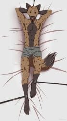 abs absurd_res anthro beastars briefs bulge clothing feet first_person_view hi_res humanoid male male/male miguno_(beastars) muscular muscular_male muscular_thighs nails obliques pecs restrained solo tail tommysamash underwear