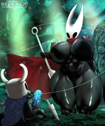 arthropod ass balls big_balls big_breasts big_butt big_penis breasts casual clothing duo empty_eyes female genitals gloves grey_body hollow_knight hornet_(hollow_knight) huge_balls huge_cock incest javomateador larger_female male non-mammal_breasts nthro nude outerwear penis penis_awe protagonist_(hollow_knight) size_difference small_but_hung smaller_male thick_thighs thigh_highs vessel_(species) weapon