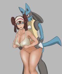 1boy 1boy1girl 1girls ahe_gao anthro anthro_on_human big_breasts big_tits blue_eyes bra brown_hair dog_tail female from_behind from_behind_position huge_breasts huge_tits implied_sex lucario male male/female male_pokemon/female_human nakaze005 pokémon_(species) pokemon pokemon_(species) pokephilia red_eyes ripped_clothing rosa_(pokemon) zoophilia