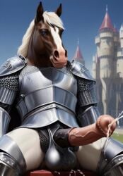 1anthro 1boy 1male 1man ai_generated animal_genitalia animal_penis anthro armor balls ballsack big_penis brown_fur cock costume cum cumshot dick equine equine_balls equine_genitalia equine_penis excessive_cum fantasy furry gay horse horse_cock horse_penis horseballs horsecock knight male male_focus male_only masturbation nuts nutsack orgasm penis scrotum solo testicles