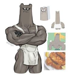 apron_only barely_visible_genitalia cartoon_network chowder_(series) male male_only midnyte muscular muscular_male nytnyte shnitzel solo solo_male