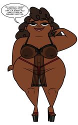 bbw big_ass big_breasts big_butt black_hair bubble_ass bubble_butt busty cartoon_network chubby chubby_female dark-skinned_female dark_skin dat_ass fat_ass female heels huge_ass jk94 large_ass large_breasts leshawna's_mom lingerie milf name_drop pose posing tagme thick_ass thick_legs thick_thighs thong total_drama_island white_background