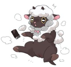 2019 brown_body brown_fur female feral fur generation_8_pokemon genitals nintendo niogupoke pokemon pokemon_(species) pussy sheared shearing solo white_body white_fur white_wool wool_(fur) wooloo