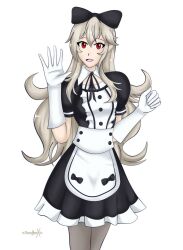 1girls alternate_costume apron better_version_at_source blonde_hair breasts corrin_(fire_emblem) corrin_(fire_emblem)_(female) fire_emblem fire_emblem_fates gloves hairbow long_hair looking_at_viewer maid maid_apron maid_uniform medium_breasts nintendo pantyhose red_eyes sonicheroxd