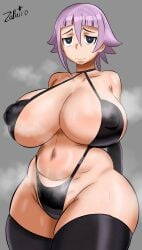 big_breasts big_thighs bikini breast breasts crona_(soul_eater) crona_female_(soul_eater) curvy female female_only massive_breasts massive_thighs musk musk_fetish nipples pink_hair shy solo solo_focus soul_eater tagme thick_thighs thighs za_barro