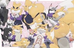 anthro anus areola bandai_namco big_breasts black_sclera blush bodily_fluids breasts butt cervical_contact clothed clothing cum cum_in_uterus cum_in_vagina cum_inside digimon digimon_(species) erection female filled_womb fuli_jeffery fur genital_fluids genitals hi_res male male/female mammal nipples penetration penis renamon sex spread_legs spreading tail uterus vulva white_body white_fur yellow_body yellow_fur