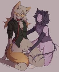 2025 5_fingers animal_ears animal_humanoid arms_tied armwear artist_name balls biped black_clothing black_gloves black_hair black_handwear black_topwear blush bodily_fluids body_hair bottomless bound canid canid_humanoid canine canine_humanoid cat_humanoid chance_(forsaken) chest_hair clothed clothing collar cum cum_drip cum_pool dog_chance_(forsaken) dog_humanoid dripping duo elbow_gloves eyewear felid felid_humanoid feline feline_humanoid fememyemy fingerless_gloves fingers forsaken_(roblox) fur genital_fluids genitals glans gloves grey_body grey_fur grey_hair grey_skin hair hand_on_penis handjob handwear holding_leash holding_object humanoid humanoid_genitalia humanoid_hands humanoid_penis kitty_cat_two_time kneeling leash leashed_collar leashed_male long_tail looking_at_another looking_at_partner male male/male mammal mammal_humanoid nonbinary_(lore) official_alternate_costume one_eye_closed penile penis pointy_ears prick_ears roblox roblox_game roblox_spawn_symbol robloxian sex shaded sunglasses sweat sweatdrop tail topwear twitter_username two_time vein veiny_penis yellow_body yellow_fur