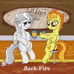 alicorn anus ass backfire bar crotchboob crotchboobs equine female friendship_is_magic frostweave humor my_little_pony original_character pegasus public pun pussy smudge_proof spitfire_(mlp) suggestive wonderbolts_(mlp) yuri