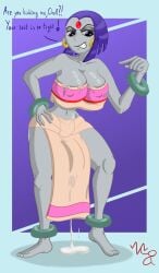 1futa alternate_version_available angry angry_expression angry_face big_breasts boner boner_under_clothes breasts cartoon_network chel chel_(cosplay) chel_(the_road_to_el_dorado) cosplay cum cum_drip dc dc_comics dreamworks futa_only futanari grey_skin large_breasts precum purple_hair raven_(dc) self_upload short_hair sinyap teen_titans text the_road_to_el_dorado torn_clothes violet_hair