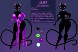 anthro big_breasts black_body breasts clothed clothing color_swatch crovirus description domestic_cat dress ear_piercing eyeshadow felid feline felis female fingerless_gloves footwear gem gloves gradient_background green_eyes hand_on_hip handwear hi_res high_heels jewelry lipstick long_legs long_tail looking_at_viewer makeup mammal model_sheet naked_footwear necklace nude pearl_(gem) pearl_necklace piercing purple_eyeshadow purple_lipstick sennka_(crovirus) shadow_creature shoes simple_background small_waist smile solo sparkles sparkling_clothing tail text thick_thighs whiskers wide_hips