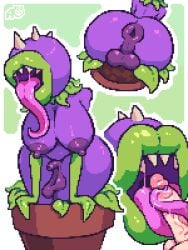 angrypeach0 anthro anus ass backsack balls big_ass big_breasts big_thighs chomper_(pvz) electronic_arts flora_fauna futa futa_sans_pussy human human_on_anthro long_tongue male male_on_futa oral penis plant plantie plants_vs_zombies popcap_games tagme tongue_around_penis video_game_character