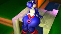 1boy 1girls 3d 3d_(artwork) ass between_thighs big_ass big_thighs birdo blue_yoshi boots colijak dominant dominant_male domination duo female/male head_between_thighs kabalmystic_(style) male male/female mario_(series) nintendo outercourse sfm sitting sitting_on_person source_filmmaker submissive submissive_male thigh_grab thighs transgender yoshi