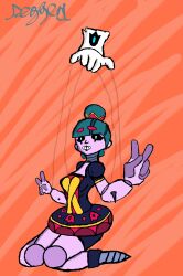 balerina clothed doll doll_girl doll_joints female gigi_(brawl_stars) puppet puppet_strings purple_skin sitting teal_hair