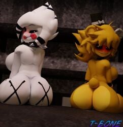 2girls 3d anthro ass ass_focus bear bear_girl blush breasts bubble_ass bubble_butt butt_focus cryptiacurves dat_ass fazclaire's_nightclub female female_only five_nights_at_freddy's fredina's_nightclub furry golden_freddy_(fnaf) huge_ass marie_(cally3d) marie_(cryptia) puppet_(fnaf) puppetxgoldenfreddy smiling_at_viewer smug t-bone589 tagme tail tail_tuft thick_thighs thighs type_0 type_0_(cryptiacurves) white_body white_hair white_pupils white_skin yellow_fur
