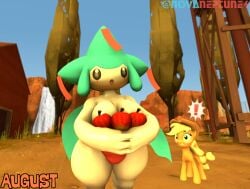 3d 3d_(artwork) adorable anthro anthropomorphic apple apple_harvest_season applejack_(mlp) august august_(month) barn commission commission_art cute cute_face desert farmer female fruit holding_apple holding_apples hot hot_desert icee jirachi job kabalmystic_(style) legendary_pokemon mlp my_little_pony mythical_pokemon no_clothes no_shirt no_sleeves novaneptune4 oc panko pokemon pokemon_(species) pokemon_trainer postcard red_and_blue_jirachi sfm sona source_filmmaker sourcefilmmaker topless topless_female underpants waterfall work_experience working working_for_job