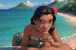 1boy 1girls ai_generated bandeau beach bikini black_hair blowjob breasts brown_eyes cloud cum cum_in_mouth dark-skinned_female dark_skin day disney earrings erection fellatio female flower hair_flower hair_ornament hi_res jewelry lilo_and_stitch lips long_hair looking_at_viewer male nani_pelekai nose ocean oral outdoors palm_tree patreon_username penis pov progenarts saliva sand sarong sky small_breasts solo_focus straight strapless strapless_bikini swimsuit tree uncensored water web_address
