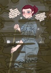 fallout fallout_3 fart fart_fetish farting female female_only fetish jumpsuit moira_brown red_hair vinylsplash