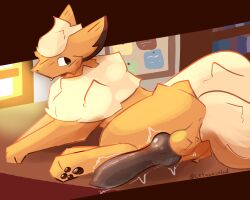 animal_genitalia animal_penis anus ass backsack ball_tuft balls ballsack bars big_penis blush blush_lines brown_penis canine_genitalia canine_penis casual_erection casual_exposure casual_nudity cheek_tuft chest_fur chest_tuft ears_back eeveelution erection facial_tuft feral feral_male feral_only flareon fluffy fluffy_ears fluffy_tail fur game_freak generation_1_pokemon genital_focus genitals glistening glistening_genitalia glistening_penis hi_res indoors inside knot knotted_penis letacosalad looking_back lying male male_feral male_only male_pokemon neck_tuft nintendo not_a_cheeseburger nude on_side orange_body orange_fur pawpads paws penis perineum pivoted_ears pokemon pokemon_(species) presenting presenting_hindquarters shaded small_but_hung solo solo_feral solo_focus solo_male tail tail_tuft tan_body tan_fur throbbing throbbing_penis tongue tongue_out tuft twitching window
