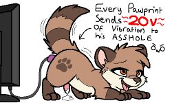 5:3 anal bodily_fluids brown_body brown_fur cum dildo english_text feral fur gay gay_anal gay_male gay_sex genital_fluids gulonine homosexual homosexual_male homosexual_sex long_tail low_res male male/male male_only male_penetrated mammal maple_(pawprint.ing) markings marten mascot mustelid musteline orange_eyes pawprint.ing_(artwork) pine_marten profanity sex_toy short_stack striped_markings striped_tail stripes tail tail_markings text vibrator xenoyia