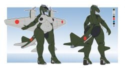 aeromorph aircraft airplane anthro areola ass back_wings belly big_belly big_breasts big_butt big_nipples breasts cockpit color_swatch curvy_figure digital_media_(artwork) female fin front_view genitals green_body hi_res leg_fins living_aircraft living_machine living_vehicle machine metallic_body mitsubishi_g4m1 model_sheet navel ndragon3 nipples not_furry nude nude_anthro nude_female overweight overweight_anthro overweight_female propeller pussy rear_view simple_background solo standing tail tail_fin thick_thighs vehicle voluptuous vulva wheel wheel_feet white_body wide_hips wings