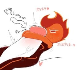 artist_request big_penis blush cookie_run fire_spirit_cookie gay looking_pleasured male size_comparison size_difference size_play smaller_male tagme