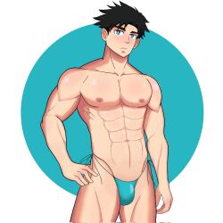 avan_geiserford blush gay grinonyon jey jock_studio jockstudio(blits_games) male male_only muscles muscular muscular_male nipples no_visible_genitalia shiny shiny_skin strings underwear underwear_only yaoi