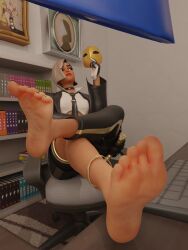 3d anklet antonia_(fortnite) barefoot blonde_hair desk desk_lamp feet feet_on_table female female_only foot_fetish foot_focus fortnite fortnite:_battle_royale holding_mask latina looking_away mask putrid_sketcher self_upload shoes_removed short_hair short_hair_female soles solo solo_female toes