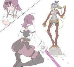 ahe_gao ass breasts claws honkai:_star_rail kafka_(honkai:_star_rail) monster monsterification nipples nude petrification possessed possession pussy silver_wolf_(honkai:_star_rail) thighs transformation wide_hips