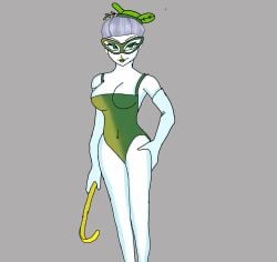 artist_request break_in_(series) cleavage crowbar female female_only first_porn_of_character first_porn_of_franchise green_eyes green_hat green_lipstick green_swimwear holding_object mask older_female roblox roblox_game robloxian scary_mary_(break_in_2) source_request tagme white_hair