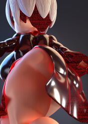 2023 3d 3d_(artwork) back_view backboob clothed clothing female female_only huge_ass huge_breasts latex latex_suit palisal sage_(sonic_frontiers) sega short_hair shortstack sonic_(series) sonic_frontiers thick_thighs white_hair