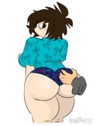 1girls animated animation ass ass_grab big_ass big_butt bluemannsfw breasts brown_eyes brown_hair erick1778 erika_(erick1778) female female_only hawaiian_shirt oc original_character rule_63 short_hair solo_female tagme video white_background