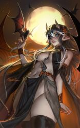 aleriia_v bat end_agony horns kiseira_icolde_(end_agony) lerapi pelvic_curtain pointy_ears revealing_clothes succubus tagme thighhighs thighs vampire vampire_girl wings