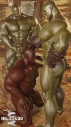 3boys 3d_(artwork) 3d_animation abs animated armor artist_logo artist_name ass bald balls bara biceps big_penis brown_body brown_skin clothing dark-skinned_male dark_skin deltoids digital_media_(artwork) face_fucking fellatio gauntlets gauntlets_only gay genitals gloves green_body green_skin group hand_on_butt hand_on_head handwear helices3d hi_res human humanoid interspecies interspecies_fellatio interspecies_yaoi irrumatio kneeling kneeling_oral_position logo male male/male male_only mammal masturbation muscular muscular_male nipples no_sound nude obliques on_ground oral orc pecs penile penis pubes serratus sex stroking_penis sucking sucking_penis tagme threesome triceps trio tusks video yaoi