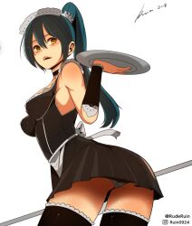 1girls black_hair black_hair_female boob_window female french_maid french_maid_nidalee league_of_legends maid maid_apron maid_headdress maid_outfit maid_uniform nidalee orange_eyes orange_eyes_female riot_games ruderuin ruin0924 short_skirt simple_background solo solo_female solo_focus the_grind_series upskirt visible_panties visible_underwear white_background