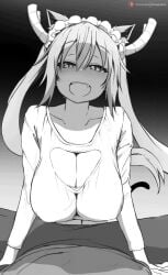 1girls animated blush bouncing_breasts breast_focus cleavage dragon_girl female housou-kun huge_breasts live2d long_hair looking_at_viewer maid_headdress miss_kobayashi's_dragon_maid monster_girl nipple_bulge solo tagme tohru_(dragon_maid) twintails upper_body video