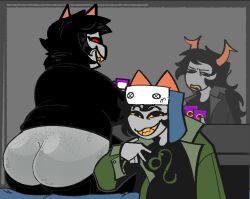 ass_cleavage big_ass big_butt butt_crack chubby chubby_female clothed homestuck horns ms_paint_adventures nepeta_leijon sweaty_butt tagme terezi_pyrope troll vriska_serket xenopavilia