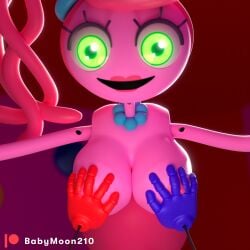 1girls 2023 3d 3d_(artwork) areola babymoonart big_breasts blender blender_cycles female female_only green_eyes hand_on_breast large_breasts looking_at_viewer mommy_long_legs nipples pink_body pink_hair pink_skin player poppy_playtime protagonist_(poppy_playtime)