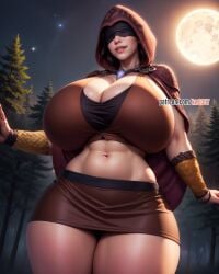 1girls ai_generated big_breasts female female_only forest kw0337 night stable_diffusion tagme white_female