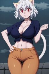 1girls ai_generated animal_ears big_breasts breasts cat_ears cat_girl cat_tail child_bearing_hips chimera_ant female female_only gardener_ai humanoid hunter_x_hunter neferpitou pale-skinned_female pale_skin red_eyes short_hair shounen_jump solo stable_diffusion tagme thick_thighs villainess white_hair wide_hips