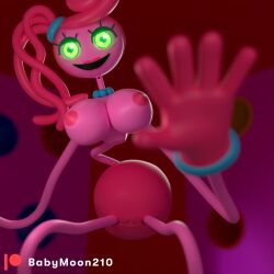 2023 3d 3d_(artwork) areola babymoonart big_breasts blender breasts female female_only green_eyes hi_res highres large_breasts mommy_long_legs nipples pink_body pink_hair pink_skin poppy_playtime