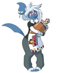 absol big_breasts blue_skin borky-draws bread buns female_pokemon furry furry_female pokemon pokemon_(species) pony_tail roux tail white_fur wonder_bread