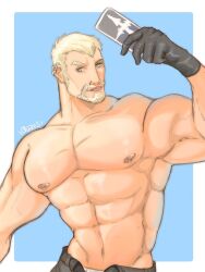 bara blonde_hair card facial_hair gloves kingdom_hearts luxord male male_only muscles muscular nobody_(kingdom_hearts) organization_xiii playing_card quietscrappy shirtless solo solo_male