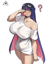 1girls absurd_res ass ass big_ass big_breasts big_thighs breasts donburikazoku female hips huge_ass huge_breasts huge_thighs light-skinned_female light_skin panty_&_stocking_with_garterbelt panty_bulge purple_hair stocking_anarchy tagme thick_hips thick_thighs thighs wide_hips