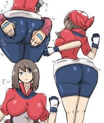 ass big_ass breasts brendan_(pokemon) brendan_(pokemon_rs) female female_focus huge_ass looking_at_viewer looking_back looking_back_at_viewer may_(pokemon) may_(pokemon_rs) pokemon pokemon_rse tagme