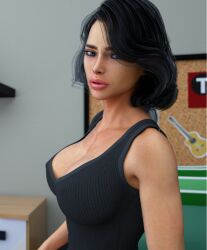 16:9 3d big_breasts black_hair icstor linda_(milfy_city) milf milfy_city tank_top